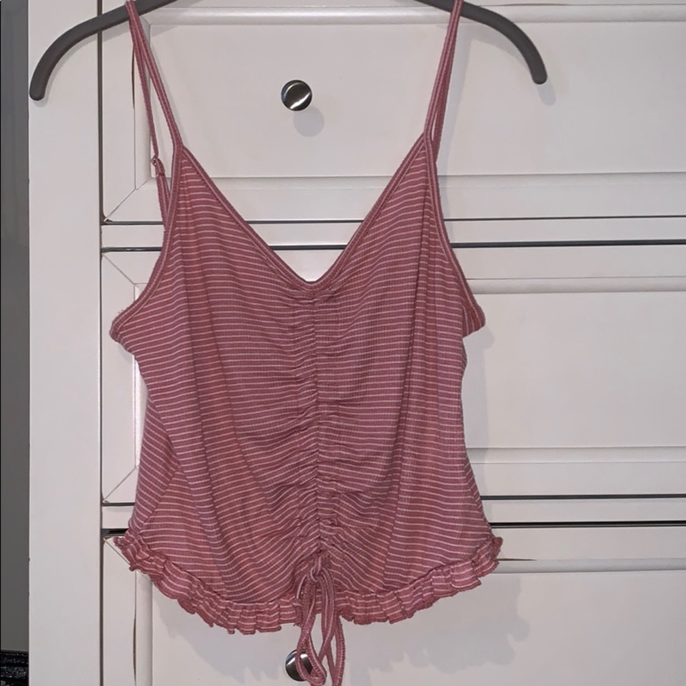 Pink and white striped tank top